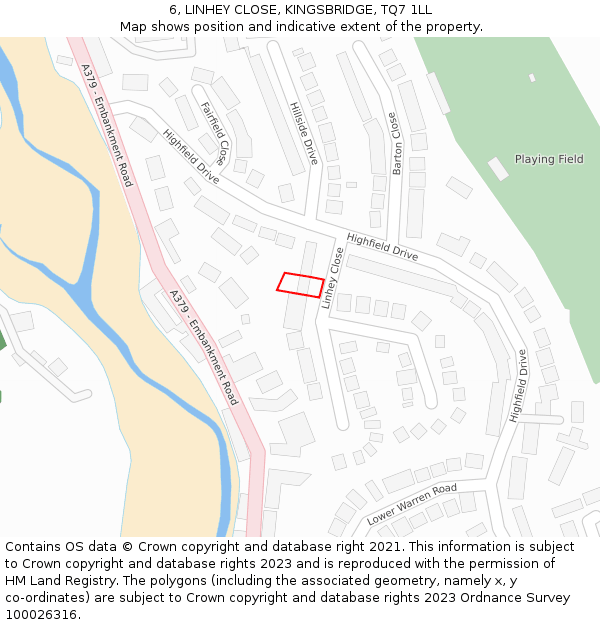 6, LINHEY CLOSE, KINGSBRIDGE, TQ7 1LL: Location map and indicative extent of plot