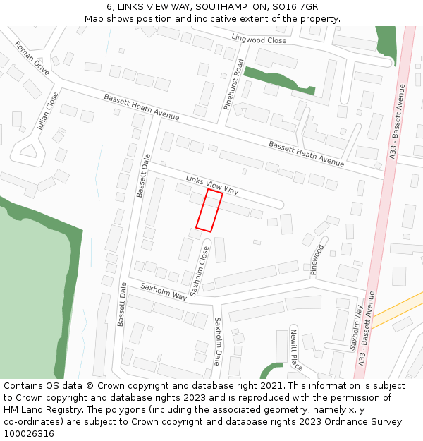 6, LINKS VIEW WAY, SOUTHAMPTON, SO16 7GR: Location map and indicative extent of plot