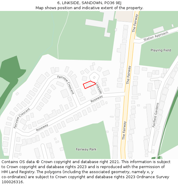 6, LINKSIDE, SANDOWN, PO36 9EJ: Location map and indicative extent of plot