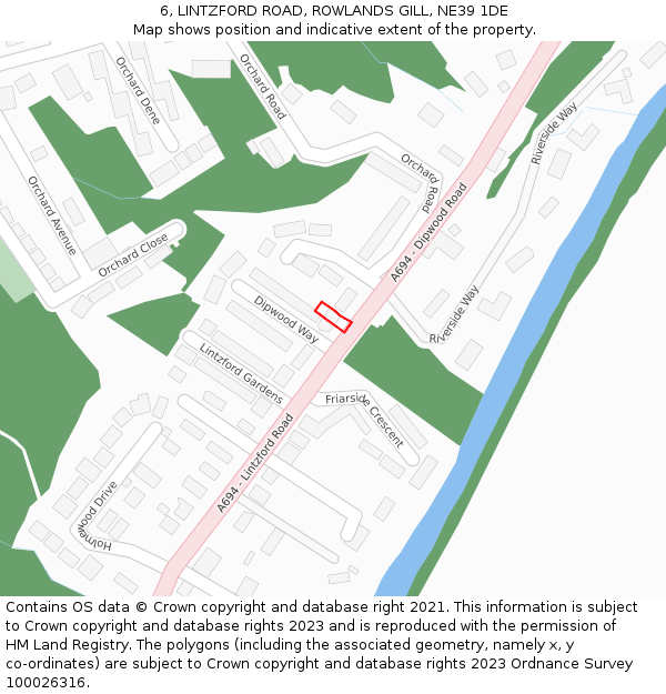 6, LINTZFORD ROAD, ROWLANDS GILL, NE39 1DE: Location map and indicative extent of plot