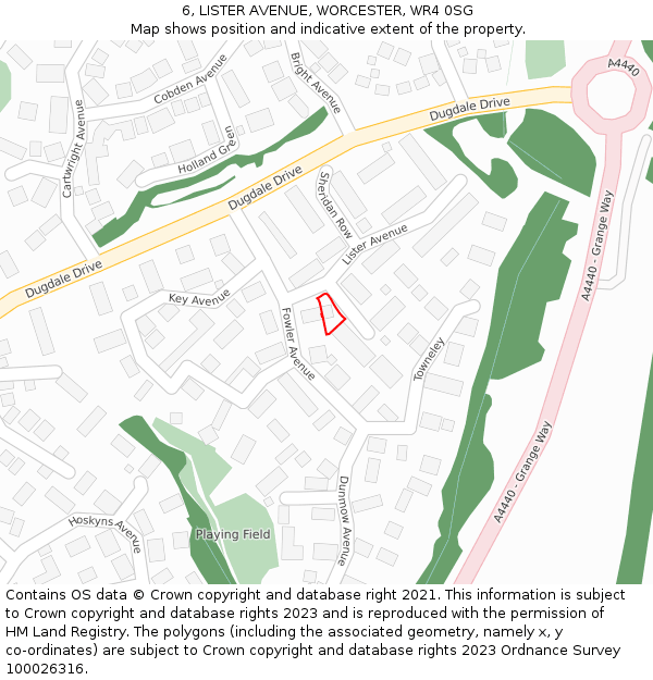 6, LISTER AVENUE, WORCESTER, WR4 0SG: Location map and indicative extent of plot