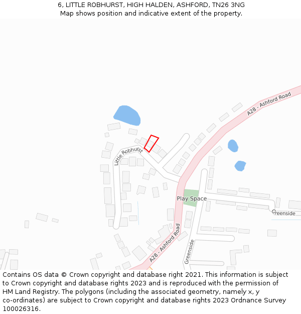 6, LITTLE ROBHURST, HIGH HALDEN, ASHFORD, TN26 3NG: Location map and indicative extent of plot