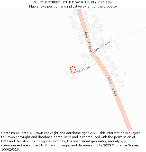 6, LITTLE STREET, LITTLE DOWNHAM, ELY, CB6 2SW: Location map and indicative extent of plot