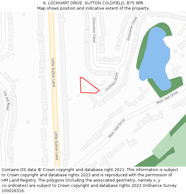 6, LOCKHART DRIVE, SUTTON COLDFIELD, B75 6RR: Location map and indicative extent of plot