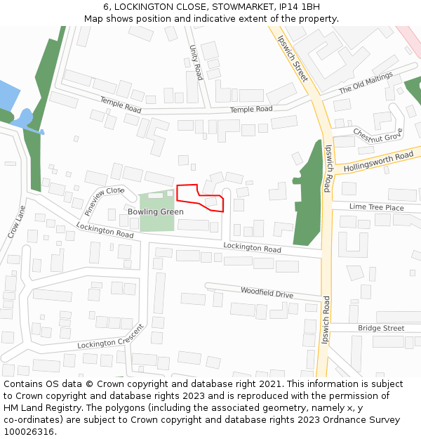 6, LOCKINGTON CLOSE, STOWMARKET, IP14 1BH: Location map and indicative extent of plot