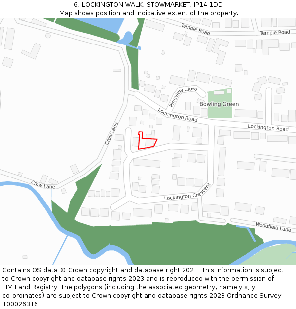 6, LOCKINGTON WALK, STOWMARKET, IP14 1DD: Location map and indicative extent of plot