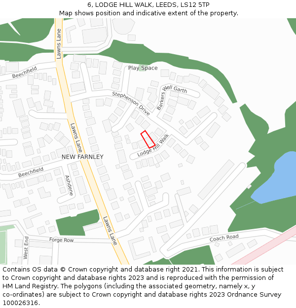 6, LODGE HILL WALK, LEEDS, LS12 5TP: Location map and indicative extent of plot