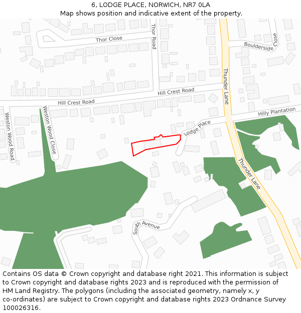 6, LODGE PLACE, NORWICH, NR7 0LA: Location map and indicative extent of plot