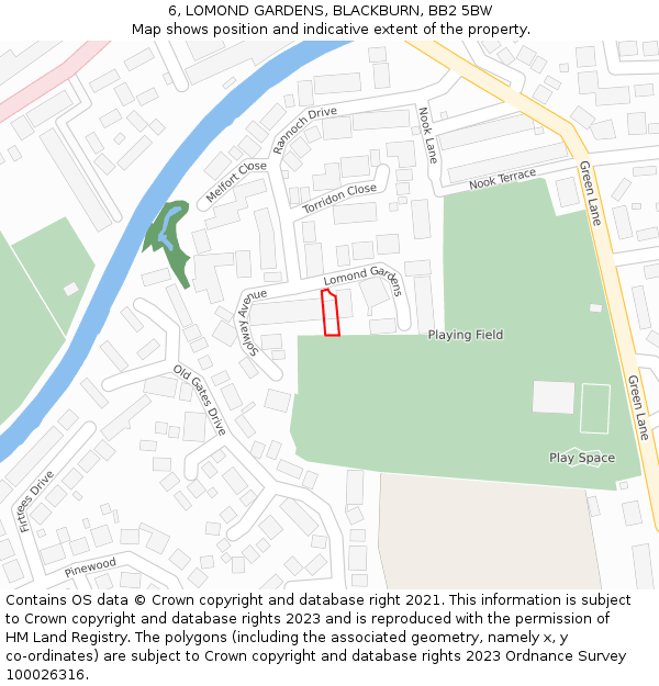 6, LOMOND GARDENS, BLACKBURN, BB2 5BW: Location map and indicative extent of plot