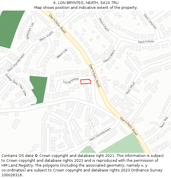 6, LON BRYNTEG, NEATH, SA10 7RU: Location map and indicative extent of plot