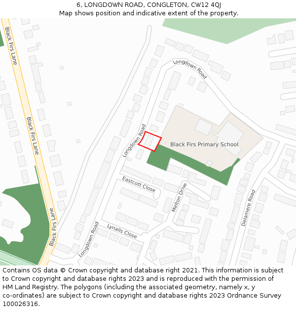 6, LONGDOWN ROAD, CONGLETON, CW12 4QJ: Location map and indicative extent of plot