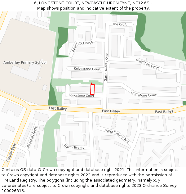 6, LONGSTONE COURT, NEWCASTLE UPON TYNE, NE12 6SU: Location map and indicative extent of plot