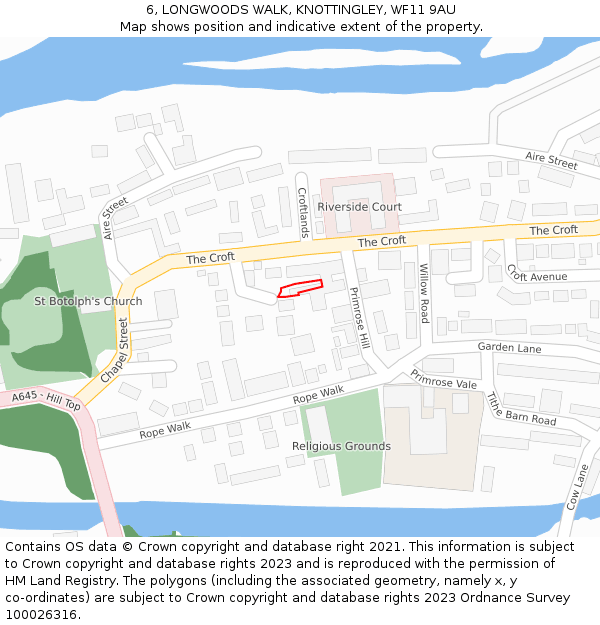 6, LONGWOODS WALK, KNOTTINGLEY, WF11 9AU: Location map and indicative extent of plot