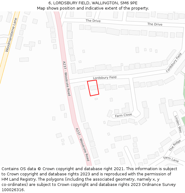 6, LORDSBURY FIELD, WALLINGTON, SM6 9PE: Location map and indicative extent of plot
