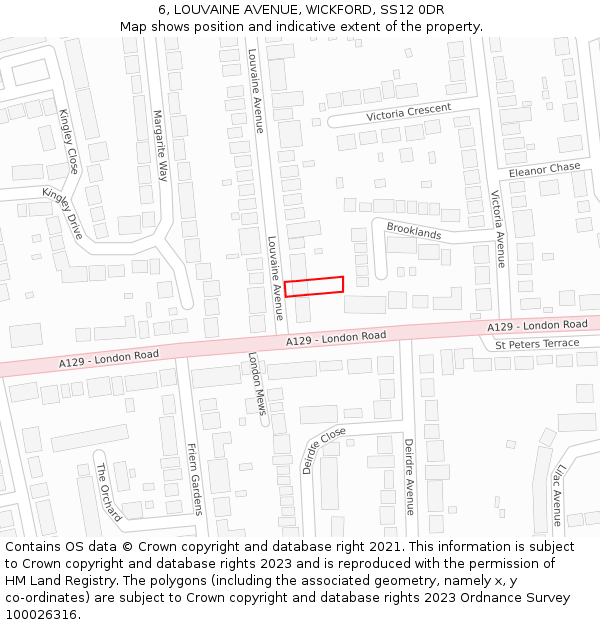 6, LOUVAINE AVENUE, WICKFORD, SS12 0DR: Location map and indicative extent of plot