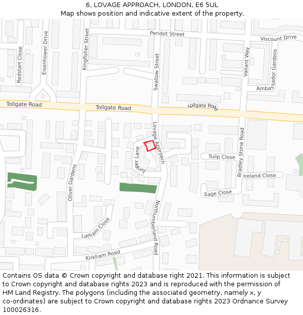 6, LOVAGE APPROACH, LONDON, E6 5UL: Location map and indicative extent of plot