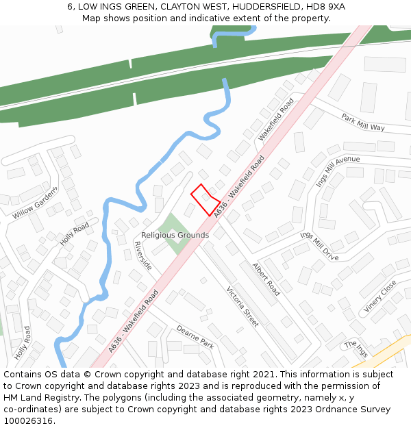 6, LOW INGS GREEN, CLAYTON WEST, HUDDERSFIELD, HD8 9XA: Location map and indicative extent of plot