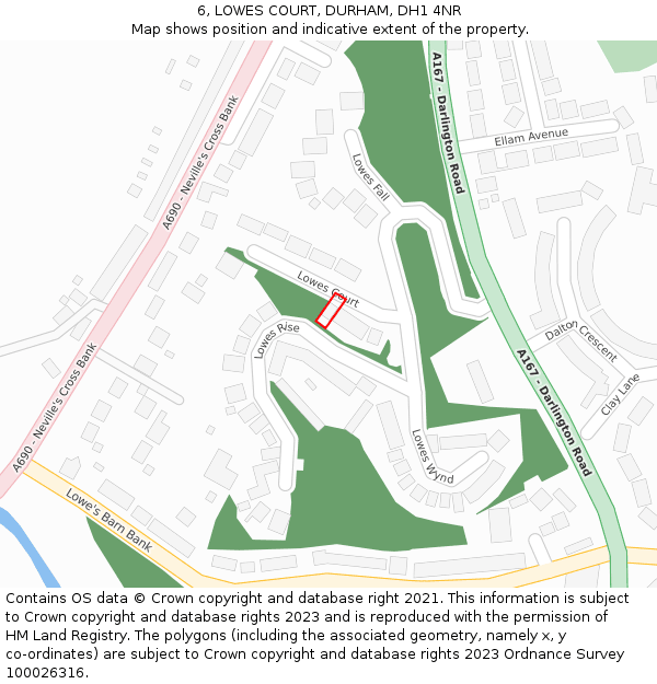 6, LOWES COURT, DURHAM, DH1 4NR: Location map and indicative extent of plot