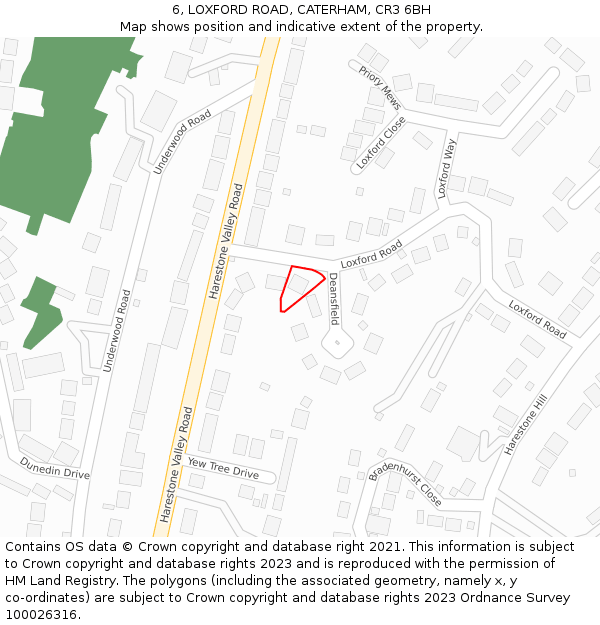 6, LOXFORD ROAD, CATERHAM, CR3 6BH: Location map and indicative extent of plot