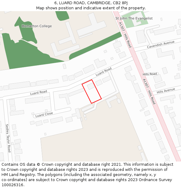 6, LUARD ROAD, CAMBRIDGE, CB2 8PJ: Location map and indicative extent of plot