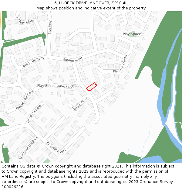 6, LUBECK DRIVE, ANDOVER, SP10 4LJ: Location map and indicative extent of plot