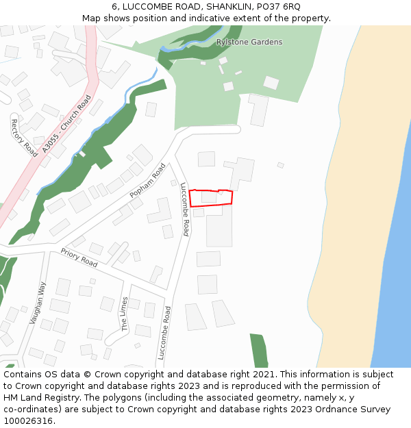 6, LUCCOMBE ROAD, SHANKLIN, PO37 6RQ: Location map and indicative extent of plot