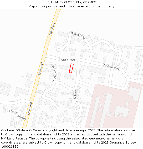 6, LUMLEY CLOSE, ELY, CB7 4FG: Location map and indicative extent of plot