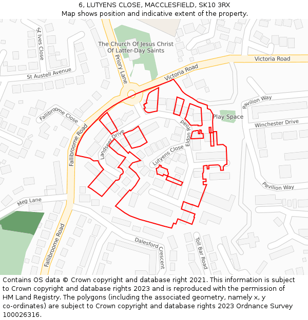 6, LUTYENS CLOSE, MACCLESFIELD, SK10 3RX: Location map and indicative extent of plot