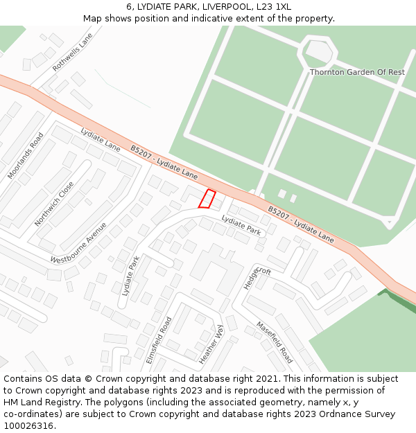 6, LYDIATE PARK, LIVERPOOL, L23 1XL: Location map and indicative extent of plot