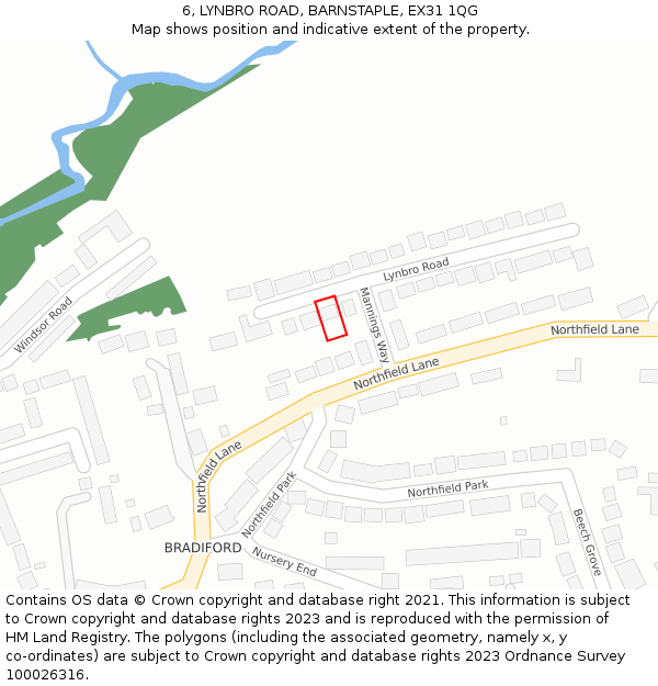 6, LYNBRO ROAD, BARNSTAPLE, EX31 1QG: Location map and indicative extent of plot