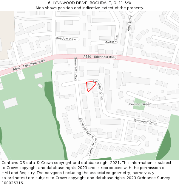 6, LYNNWOOD DRIVE, ROCHDALE, OL11 5YX: Location map and indicative extent of plot
