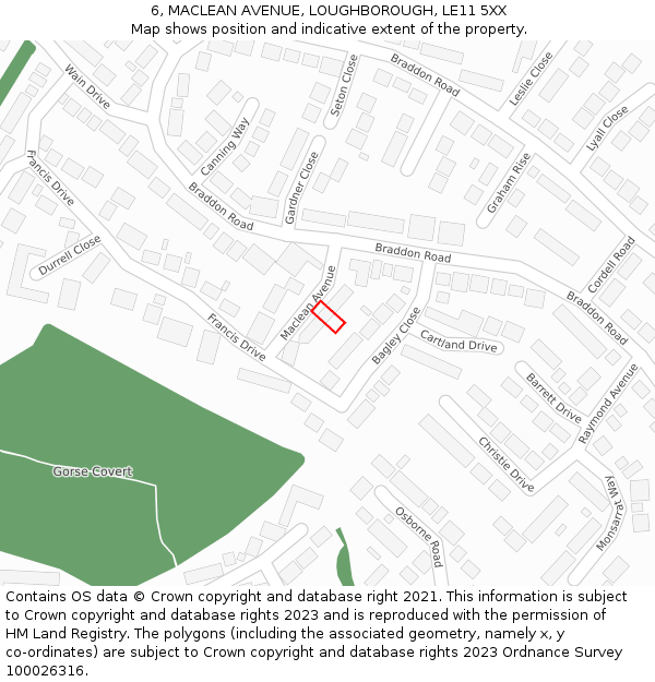 6, MACLEAN AVENUE, LOUGHBOROUGH, LE11 5XX: Location map and indicative extent of plot