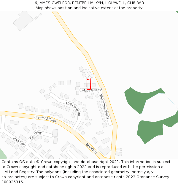 6, MAES GWELFOR, PENTRE HALKYN, HOLYWELL, CH8 8AR: Location map and indicative extent of plot