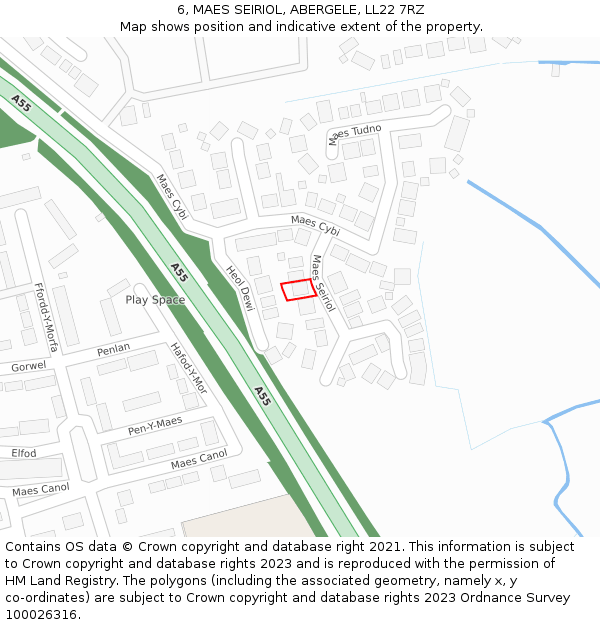 6, MAES SEIRIOL, ABERGELE, LL22 7RZ: Location map and indicative extent of plot