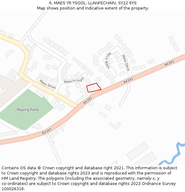 6, MAES YR YSGOL, LLANFECHAIN, SY22 6YS: Location map and indicative extent of plot