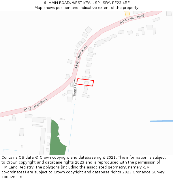 6, MAIN ROAD, WEST KEAL, SPILSBY, PE23 4BE: Location map and indicative extent of plot