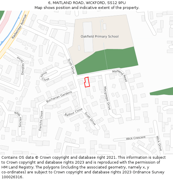 6, MAITLAND ROAD, WICKFORD, SS12 9PU: Location map and indicative extent of plot