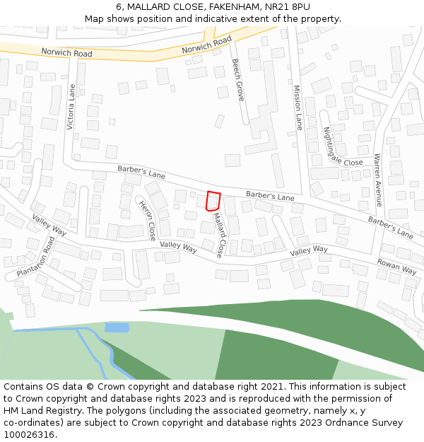 6, MALLARD CLOSE, FAKENHAM, NR21 8PU: Location map and indicative extent of plot
