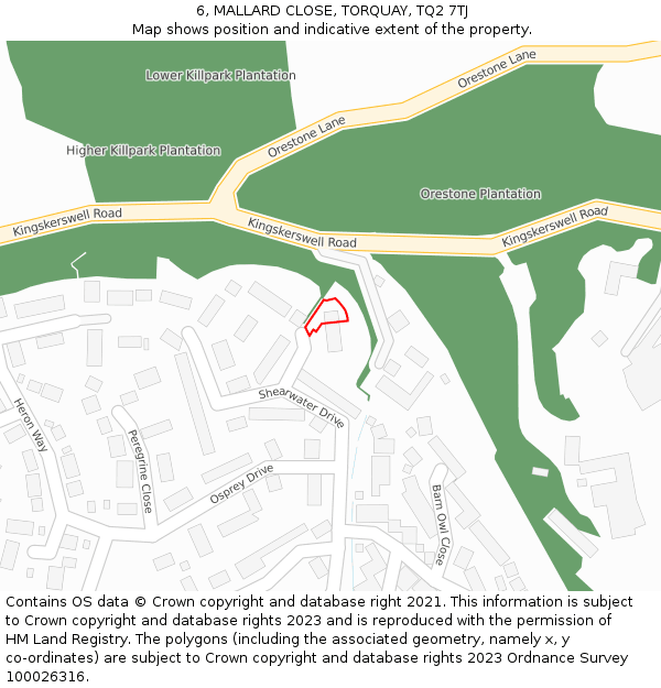 6, MALLARD CLOSE, TORQUAY, TQ2 7TJ: Location map and indicative extent of plot