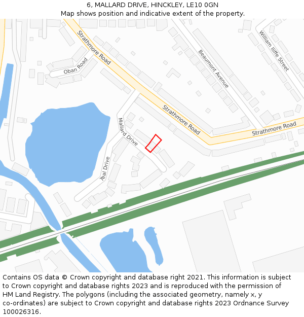 6, MALLARD DRIVE, HINCKLEY, LE10 0GN: Location map and indicative extent of plot