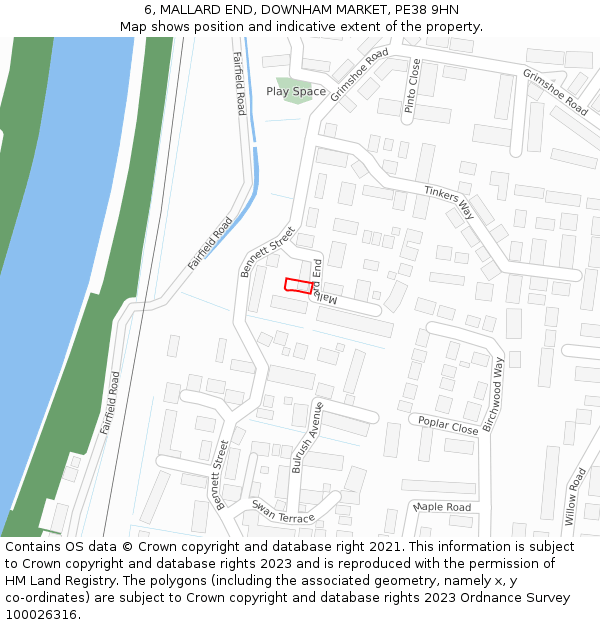 6, MALLARD END, DOWNHAM MARKET, PE38 9HN: Location map and indicative extent of plot