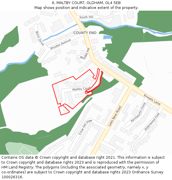 6, MALTBY COURT, OLDHAM, OL4 5EB: Location map and indicative extent of plot