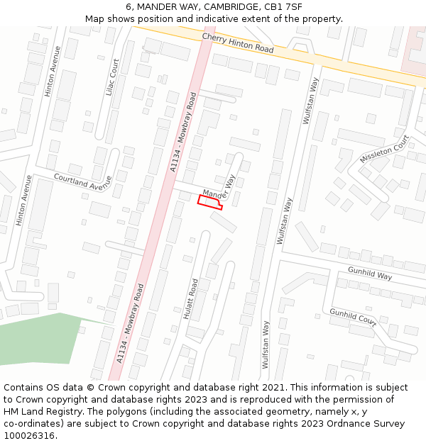 6, MANDER WAY, CAMBRIDGE, CB1 7SF: Location map and indicative extent of plot