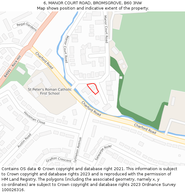 6, MANOR COURT ROAD, BROMSGROVE, B60 3NW: Location map and indicative extent of plot