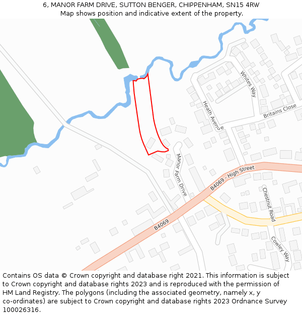 6, MANOR FARM DRIVE, SUTTON BENGER, CHIPPENHAM, SN15 4RW: Location map and indicative extent of plot