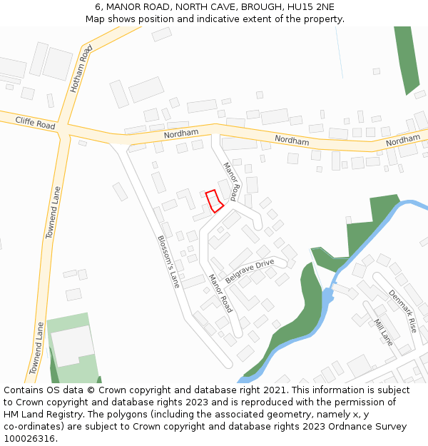 6, MANOR ROAD, NORTH CAVE, BROUGH, HU15 2NE: Location map and indicative extent of plot