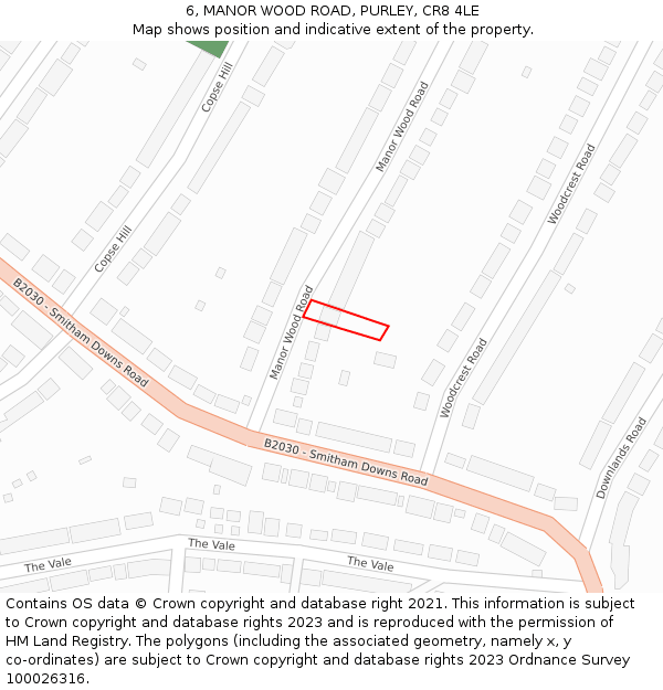 6, MANOR WOOD ROAD, PURLEY, CR8 4LE: Location map and indicative extent of plot