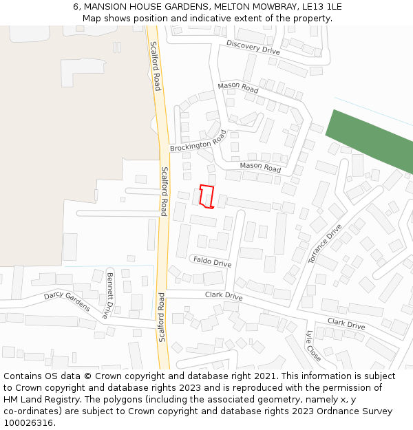 6, MANSION HOUSE GARDENS, MELTON MOWBRAY, LE13 1LE: Location map and indicative extent of plot