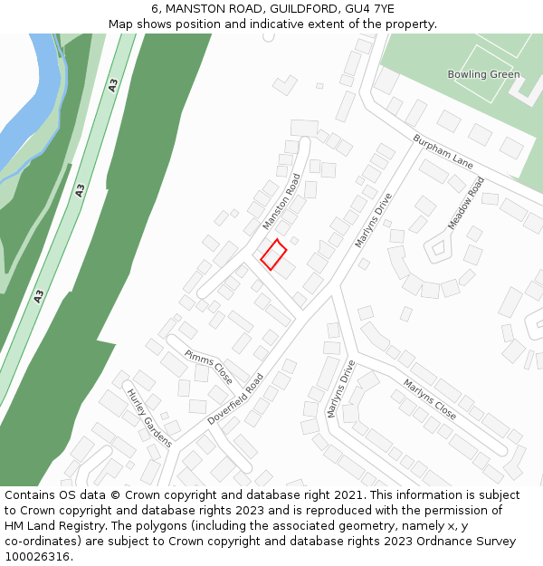 6, MANSTON ROAD, GUILDFORD, GU4 7YE: Location map and indicative extent of plot