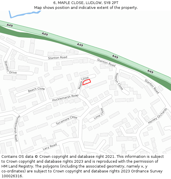 6, MAPLE CLOSE, LUDLOW, SY8 2PT: Location map and indicative extent of plot